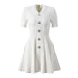 Women's Version Summer Fashion Quality Knitted Lapel Slim Slimming Dresses