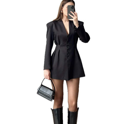 Women's Spring Solid Color Sleeve Button Outfit Suits