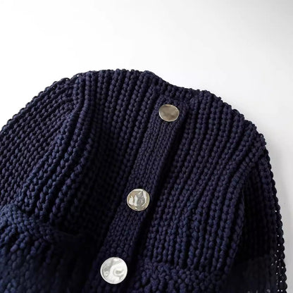 Spring Thick Needle Decorated Row Button Sweaters
