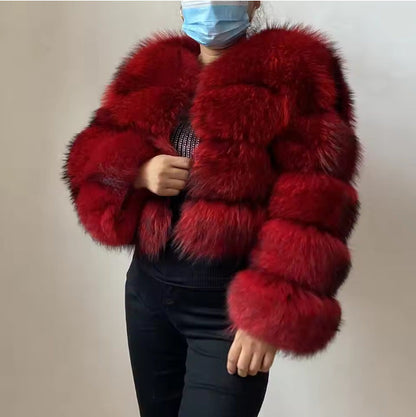Women's Beautiful Winter Fur Imitation Stitching Coats