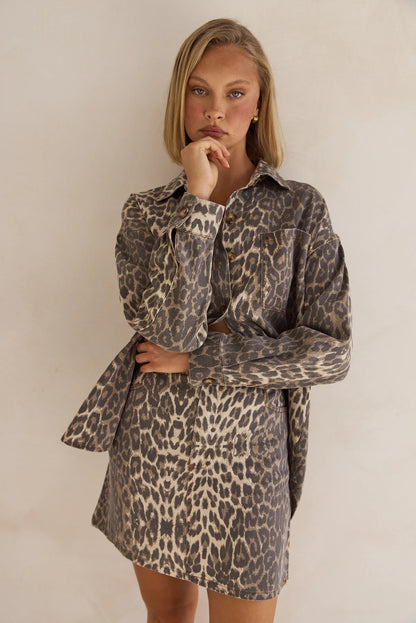 Casual Retro Leopard Print Lapel Loose Suits