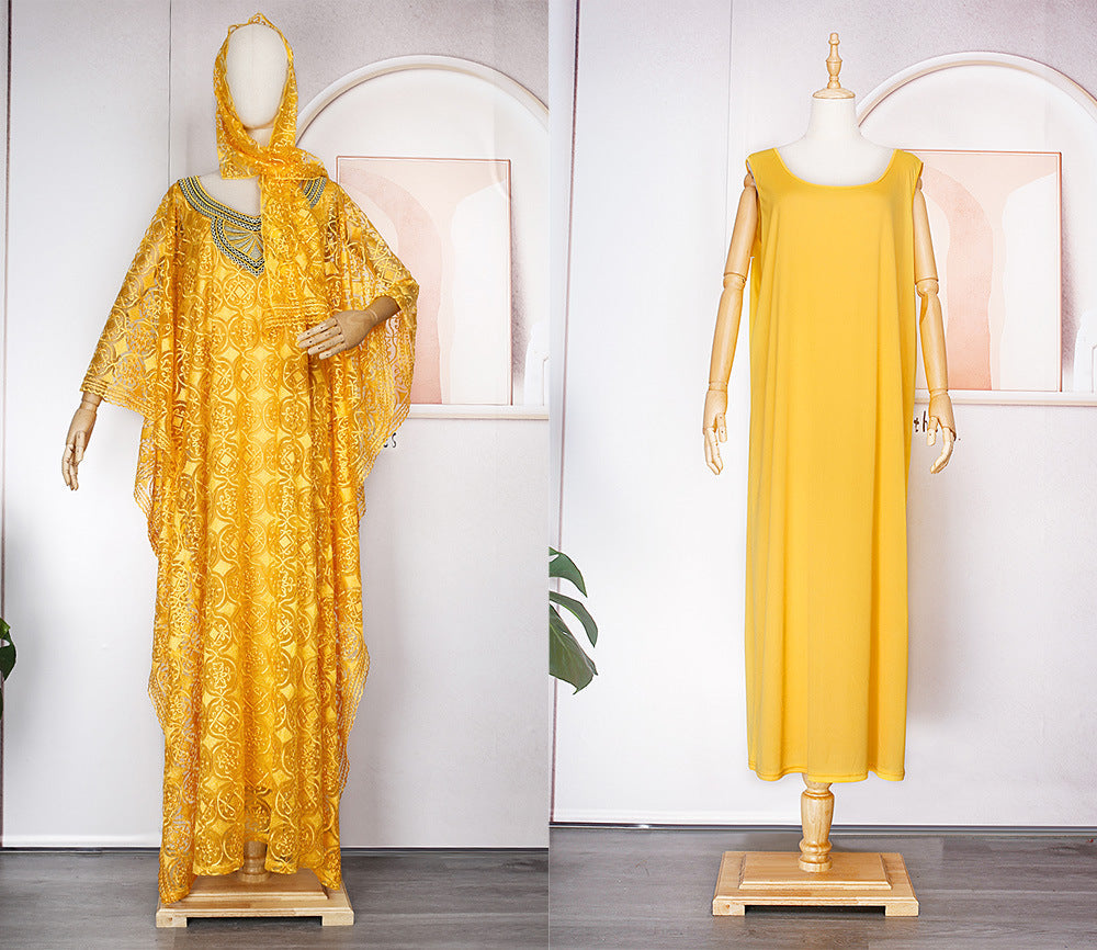 Women's Loose Batwing Sleeve Dress Robe Three-piece Dresses