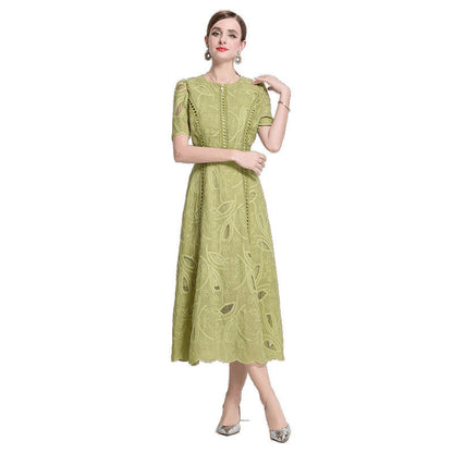 Women's Neck Ruffle Sleeve Lace Dress Summer Dresses