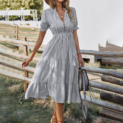 Women's Design Fashion Wear Dress Summer Striped Dresses