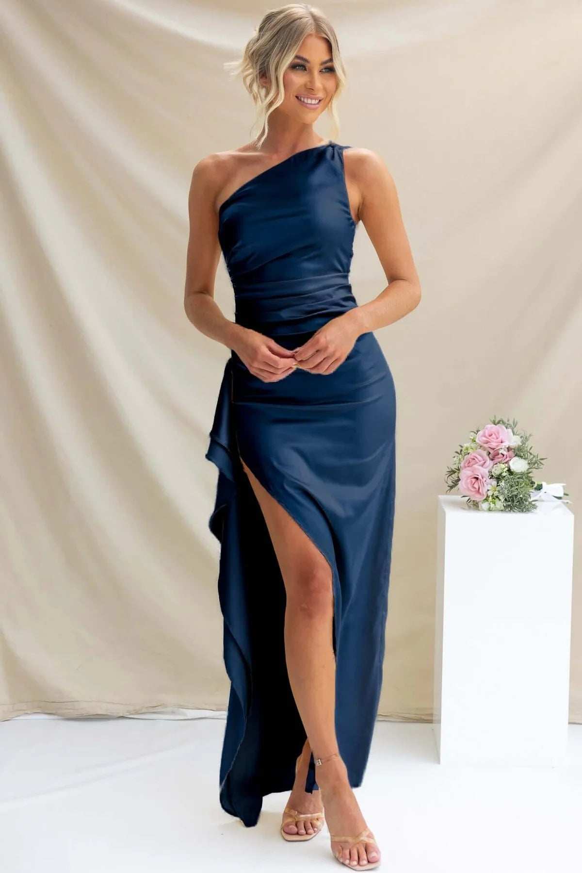 Summer Dress Solid Color Sexy Slit Dresses