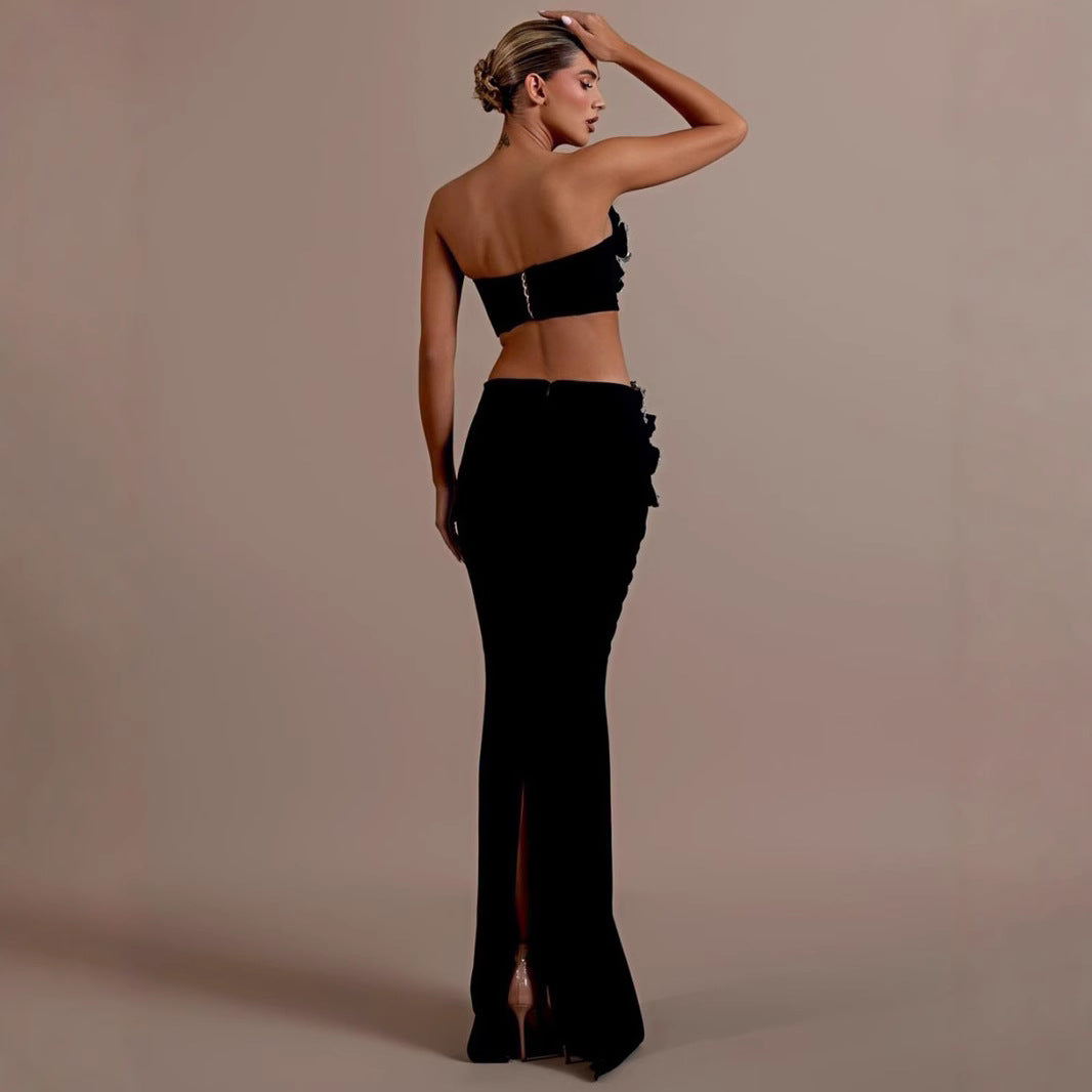 Women's Flower Party Sexy Tube Dress Long Dresses