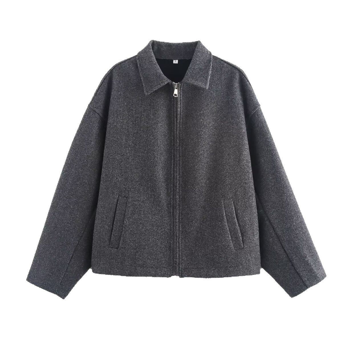 Women's Polo Collar Zipper Ornament Solid Color Coats