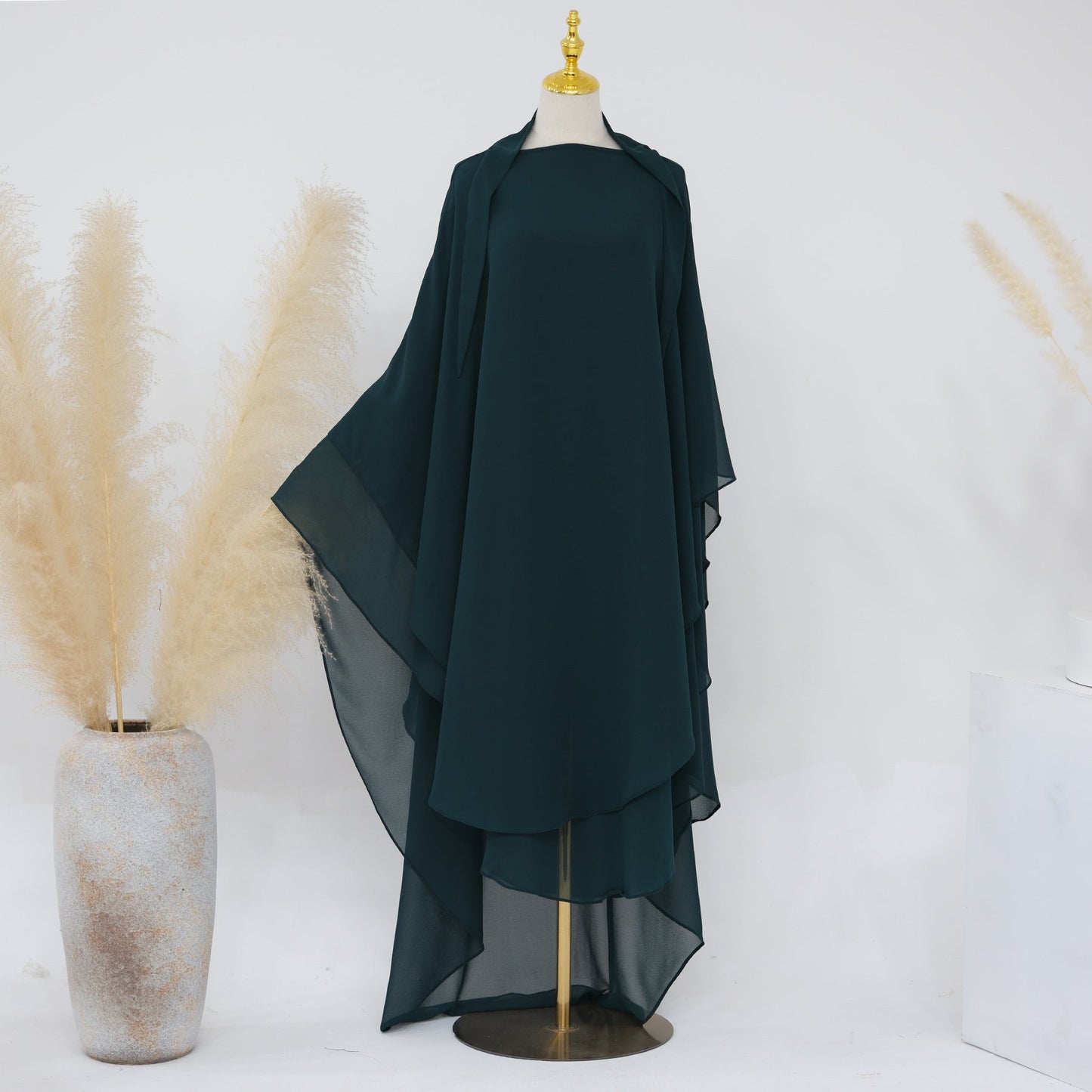 Solid Color Front Rear Chiffon Big Dresses