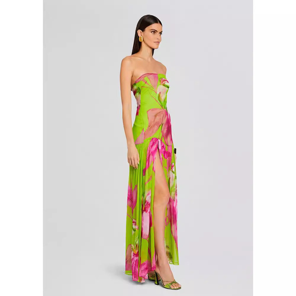 Women's Summer Fashion Printed Sexy Vacation Style Slim Dresses