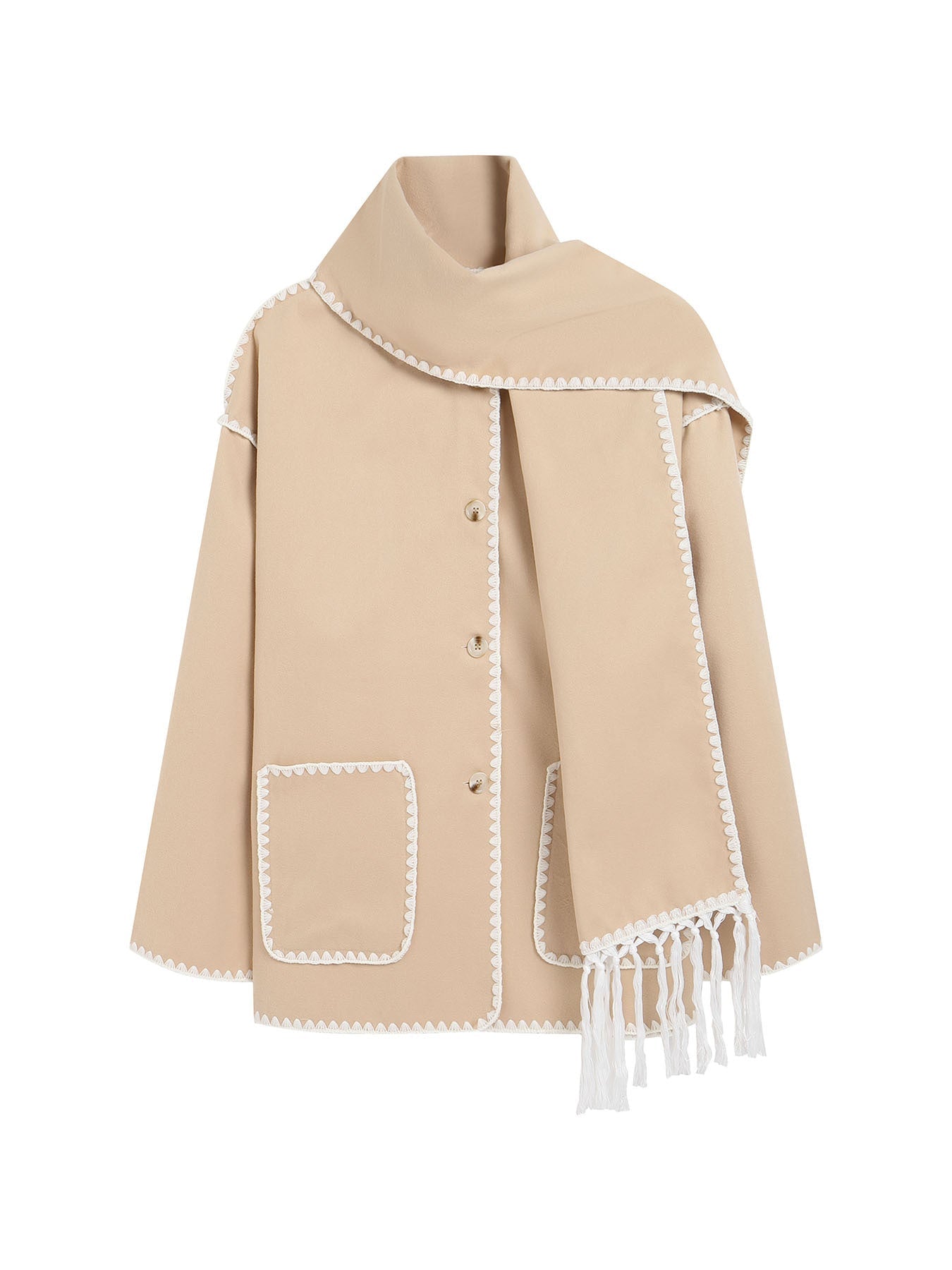 Women's Fashion Woolen Thick Loose With Scarf Coats