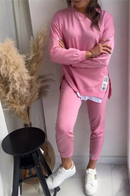 Women's Rib Long-sleeved Double-sided Zipper Straight Sports Suits