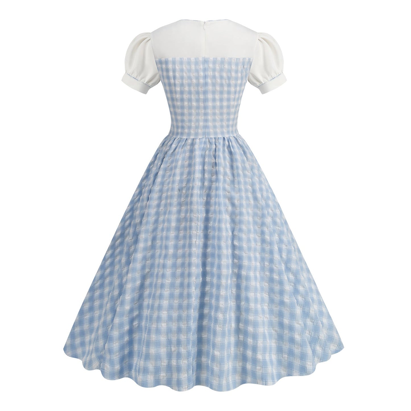 Style British Bubble Plaid Short-sleeved Umbrella Dresses