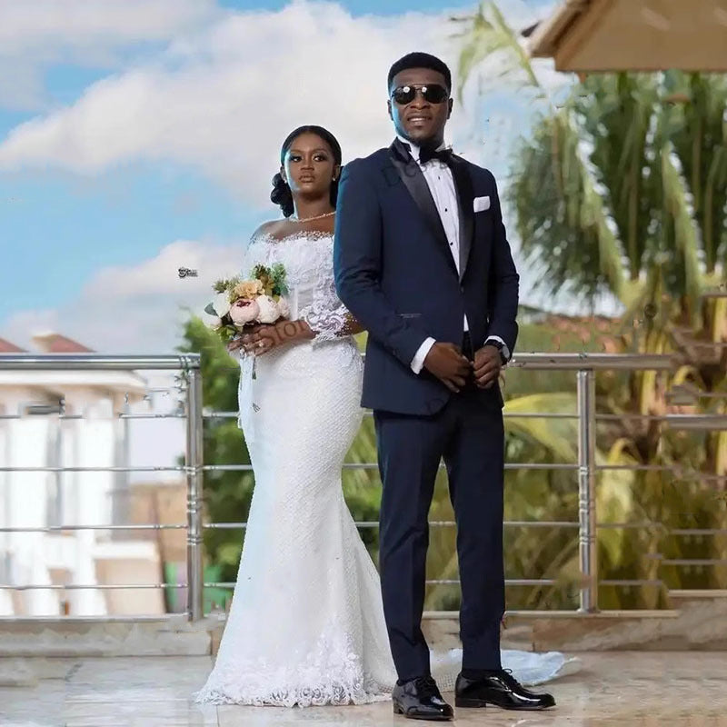 Dress Elegant White Waist Trailing African Bridal Wedding Dresses