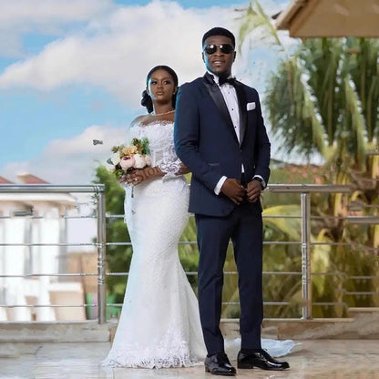 Dress Elegant White Waist Trailing African Bridal Wedding Dresses