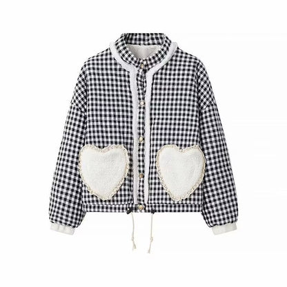 Women's New Street Fashion Stitching Plaid Coats