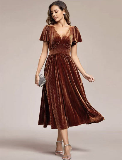 Women's Large Hem Long Dress Gold Veet Dresses
