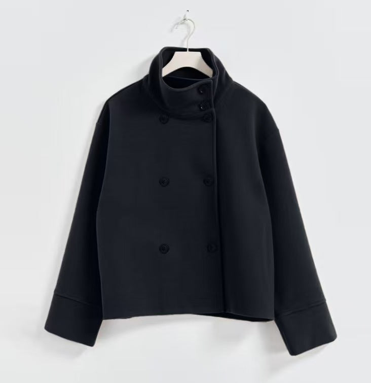 Graceful Stand Collar Double Breasted Woolen Coats