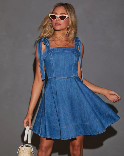 Women's Temperament Commute Fashion Suspenders Denim Dress Dresses