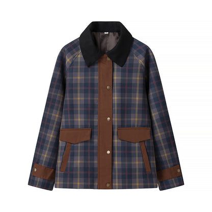 Women's Spring Street Fashion Casual Lapel Plaid Jackets