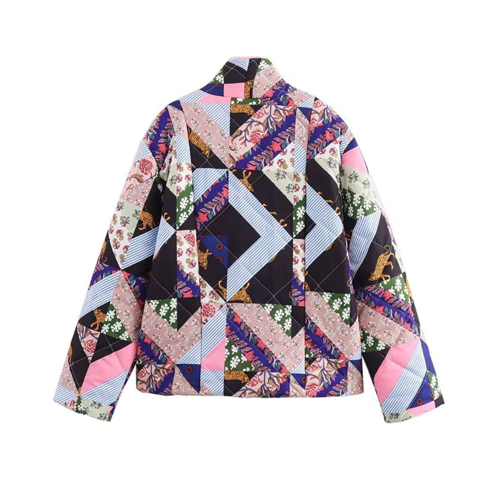 Women's Cotton Clothes Long Sleeve Multicolor Printing Coats