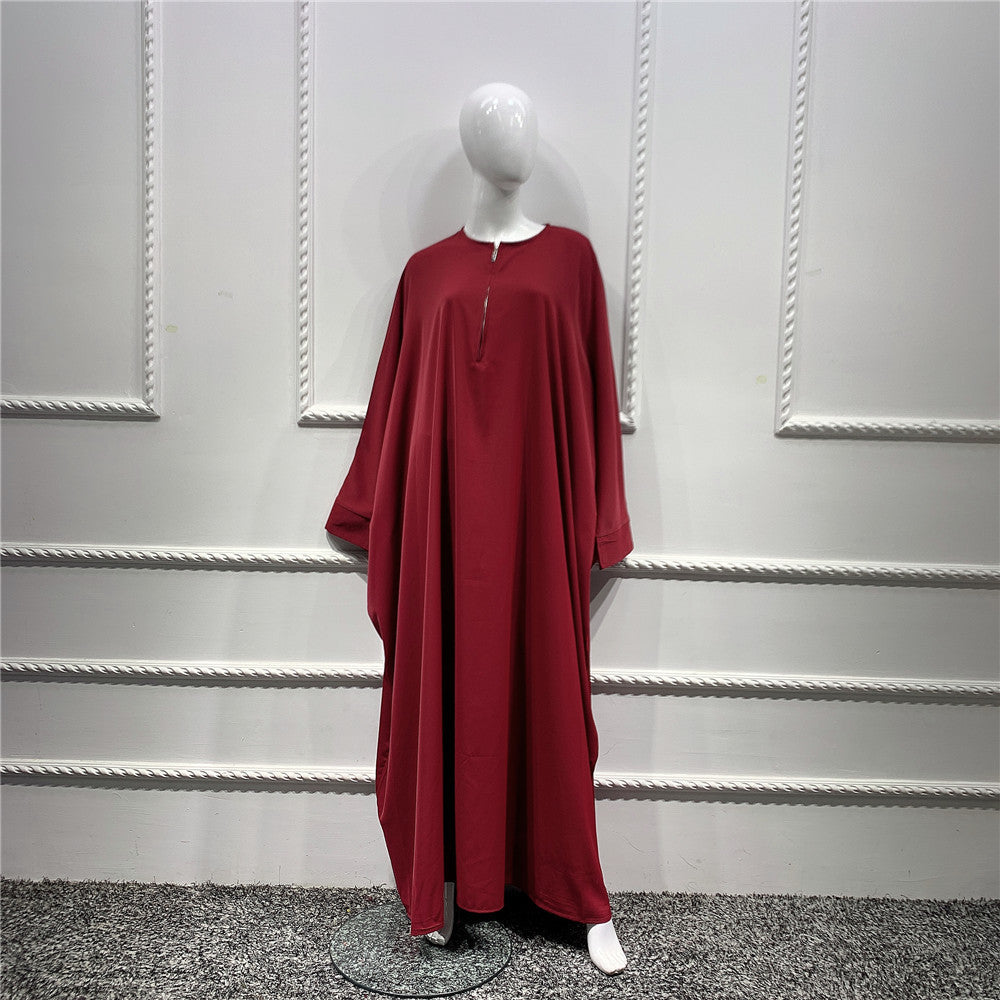 Large Swing Solid Color Batwing Sleeve Dresses