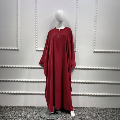Large Swing Solid Color Batwing Sleeve Dresses