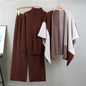 Women's Fashionable Knitted Color Matching Shawl Three-piece Suits
