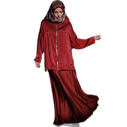 Women's Summer Satin Long Sleeve Dress Fashion Suits