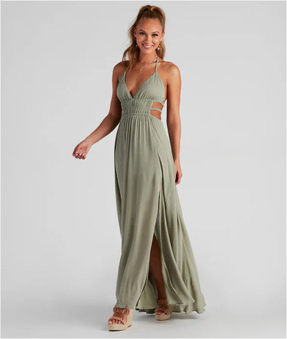 Leisure Long Sling Summer Elegant Commuter Dresses