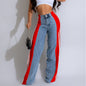 Women's Wide Leg Denim Trousers Casual High Jeans