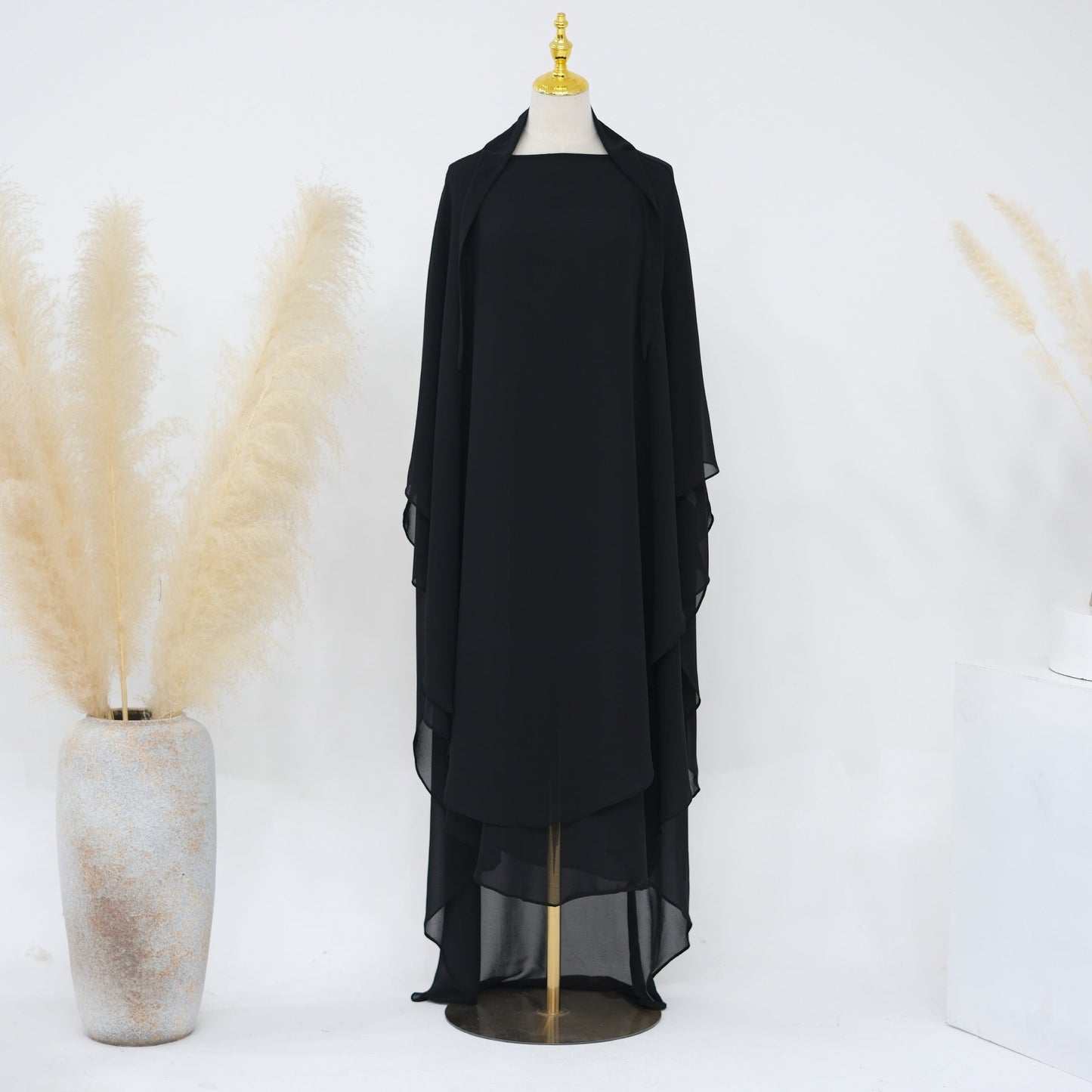 Solid Color Front Rear Chiffon Big Dresses