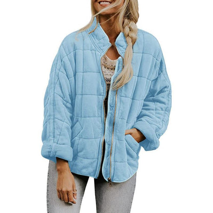 Women's Solid Color Stand-up Collar Loose Pockets Long Coats