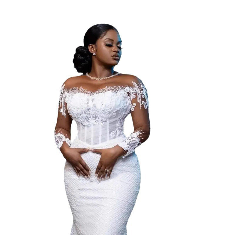 Dress Elegant White Waist Trailing African Bridal Wedding Dresses