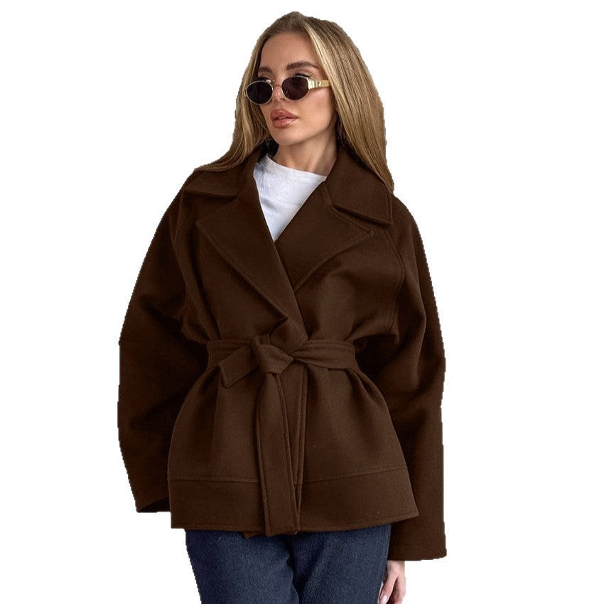 Women's Atmosphere Woolen High-grade Collar Long Sleeve Coats