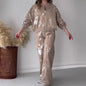 Summer Fashionable Sequins Printed Zipper Casual Suits