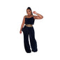 Ribbon Matching Solid Color High Waist Wide Leg Sweaters