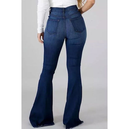 Unique High Elastic Ripped Waist Flared Jeans