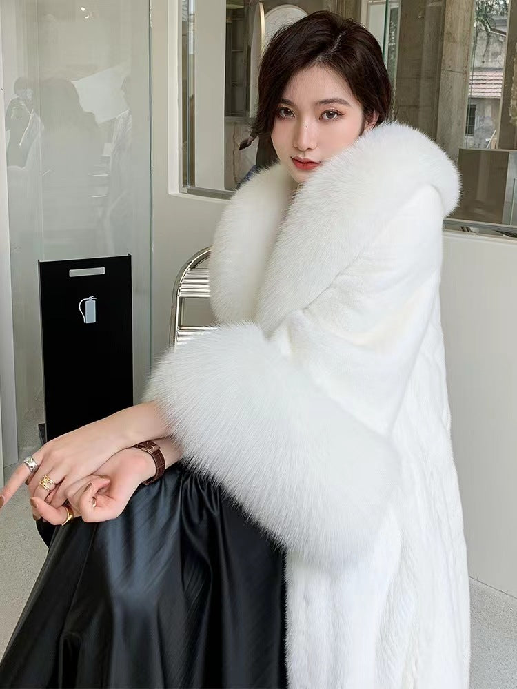 Women's Fur Western Style Marten Overcoats Long Coats