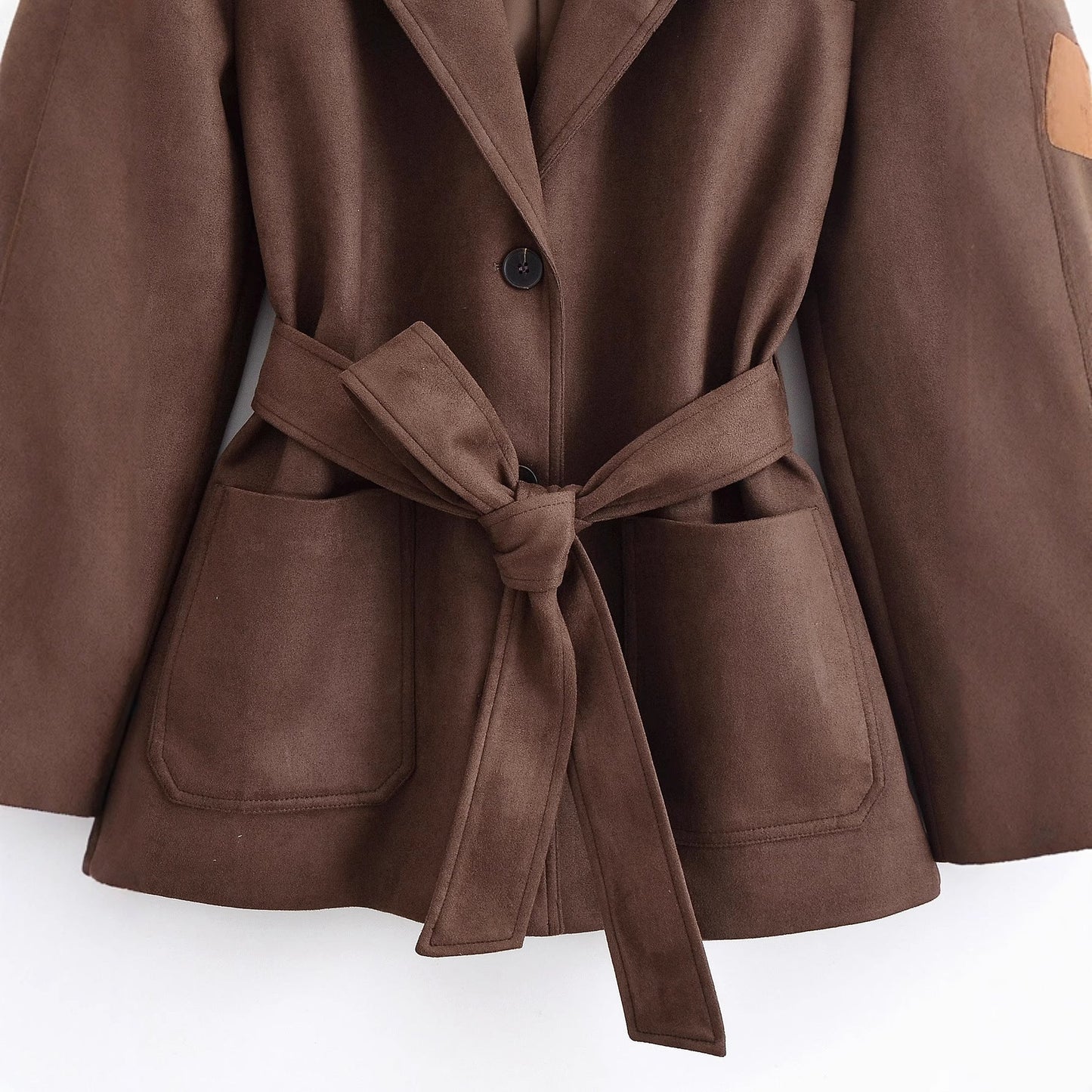 Women's Attractive Suede Collar Belt Trench Coats