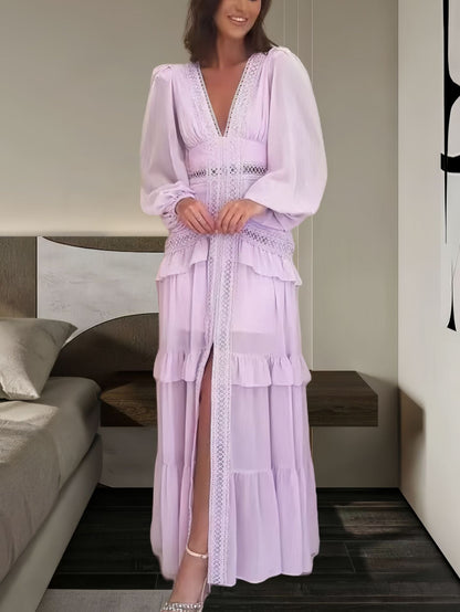 Stylish Ruffled Dress Autumn Split Expansion Dresses