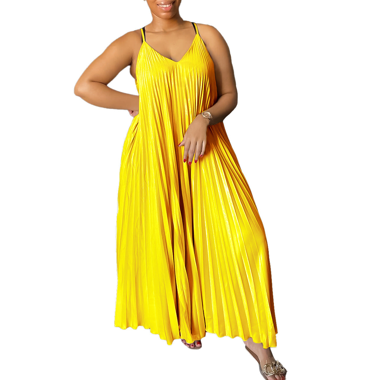 Women's Sling Pleated Sexy Fashion A- Line Dresses