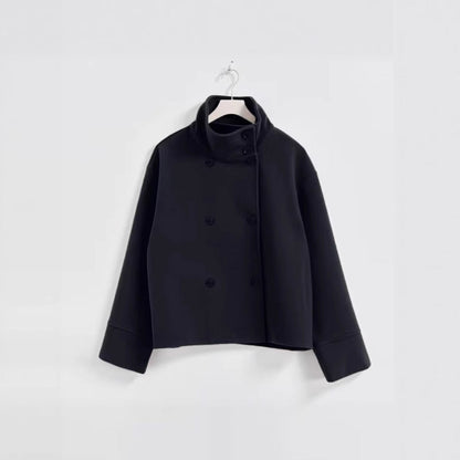 Graceful Stand Collar Double Breasted Woolen Coats