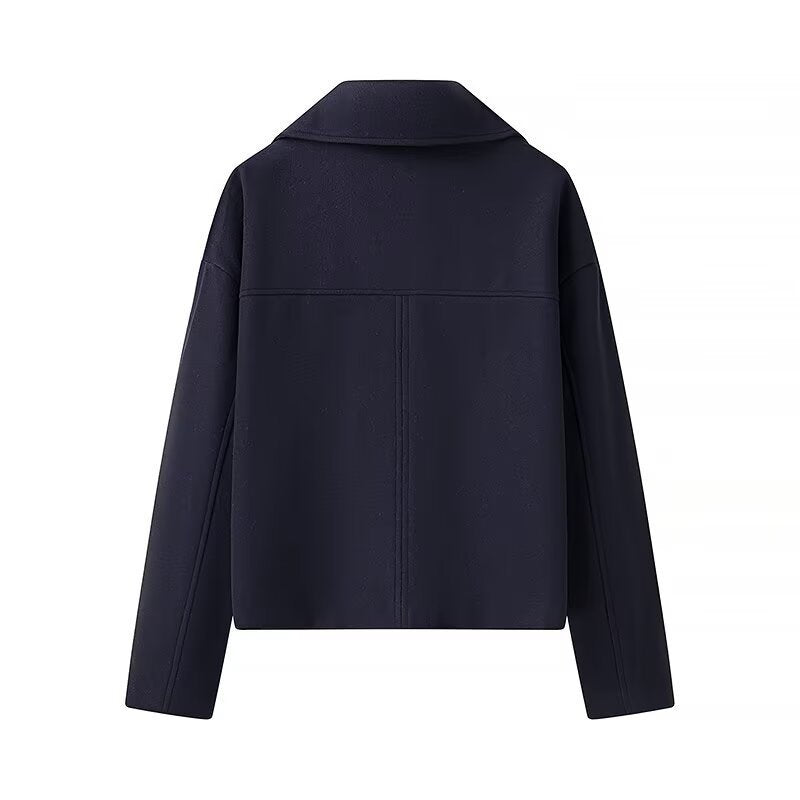 Fashion Casual Lapels Double Breasted Woolen Plus Size