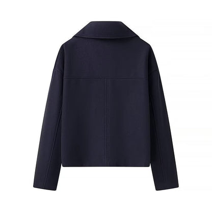 Fashion Casual Lapels Double Breasted Woolen Plus Size