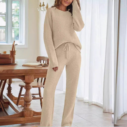 Women's Round Neck Long Sleeve Trousers Thick Suits