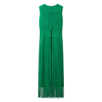 Elegant Tassel Dress Party Sleeveless Two-piece Suits