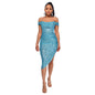 Women's Split Draped Dress Summer Sequined Backless Dresses