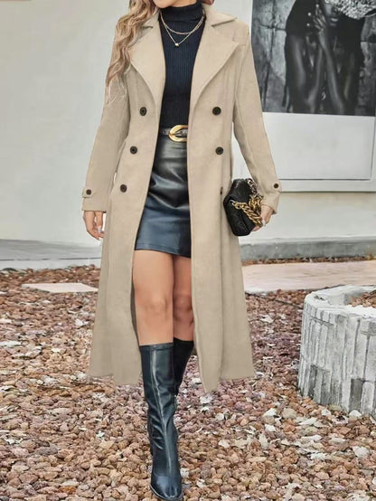 Women's Fashion Woolen Double Breasted Overcoat Coats