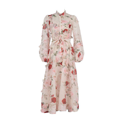 Catwalk Design Sense Hanging Flower Long Dresses