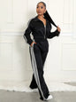 Autumn Striped Zipper Thickening Leisure Commute Suits
